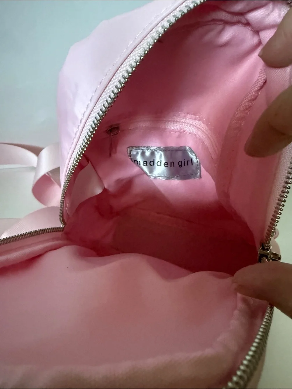 Madden Girl Pink Sling Bag NWT Crossbody Backpack Matching Rhinestone Zip Pouch